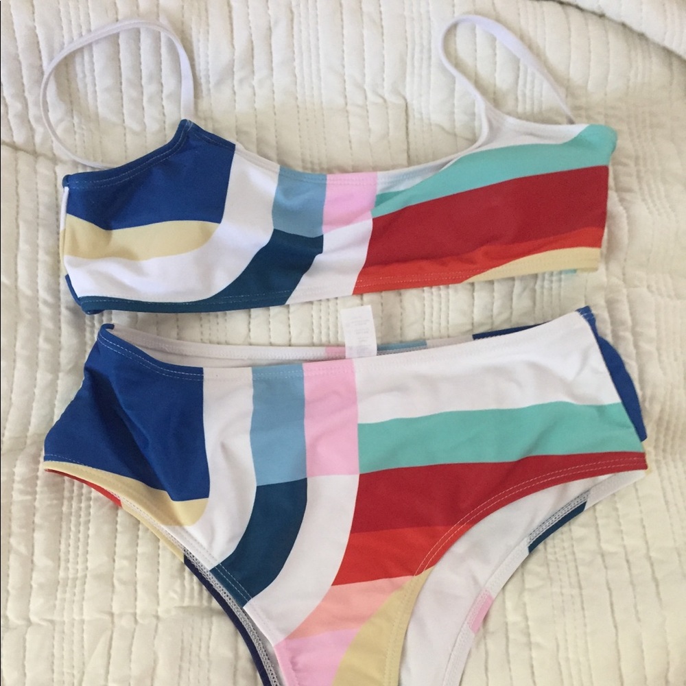 Zaful Colorblock Two Piece High Waist